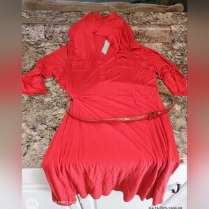 Old Navy Red Shirt Dress with Belt. Brand New With Tag Size Large